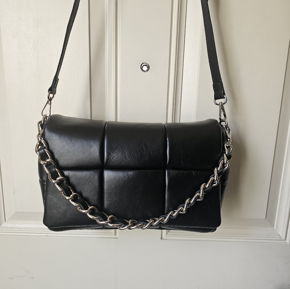 ISADORA Quilted Black Leather Flap Bag Made In Italy 🇮🇹